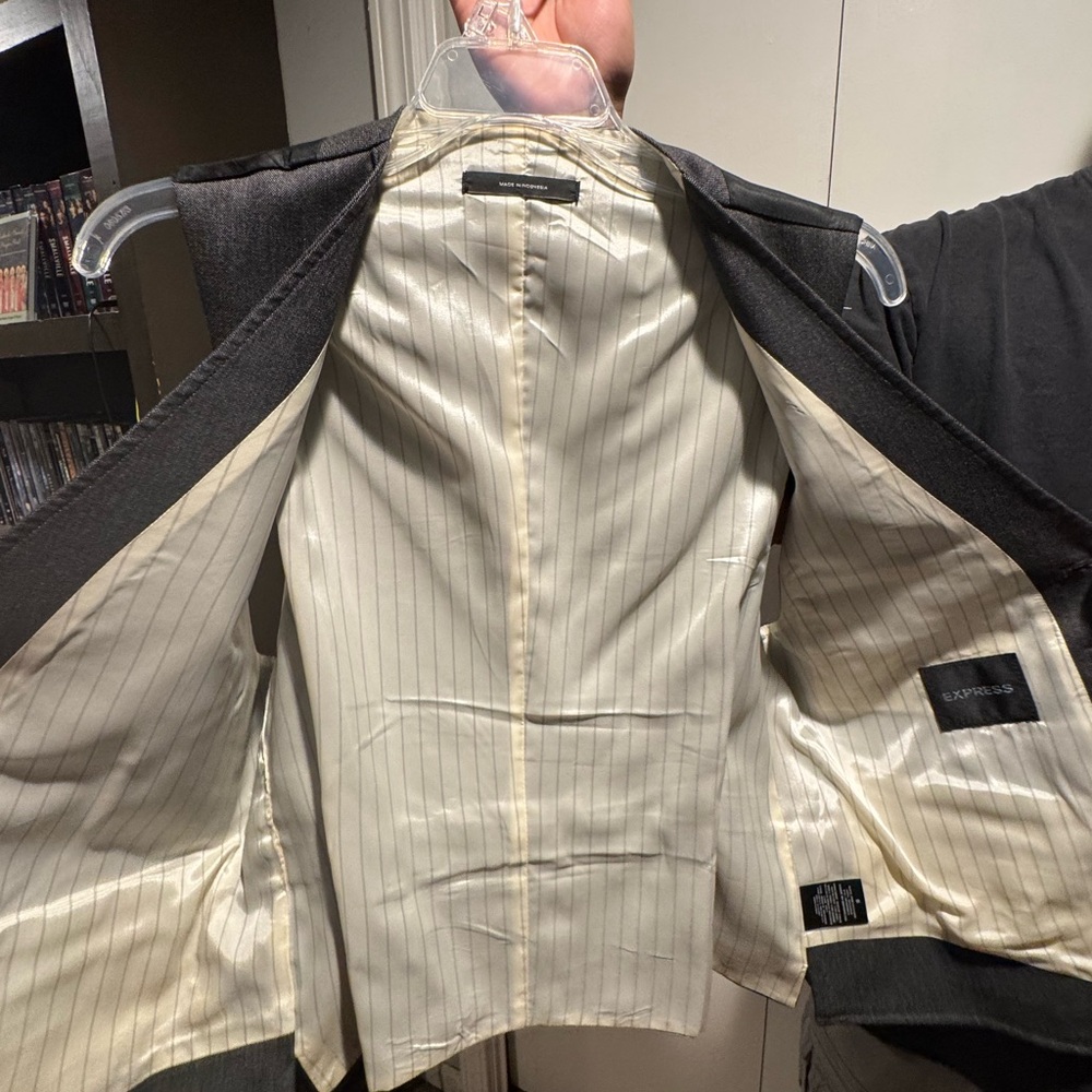 Express Black Blazer with Cream Striped Interior